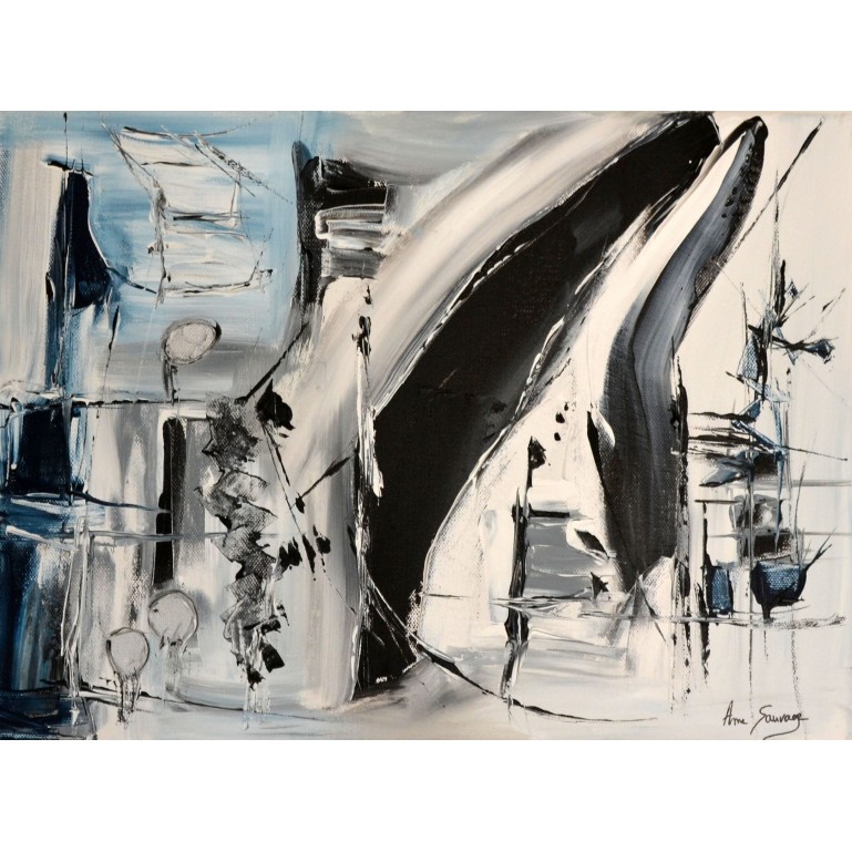 tableau abtrait gris bleu