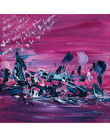 tableau abstrait rose bleu blanc