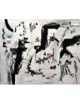 grand tableau abstrait noir et blanc