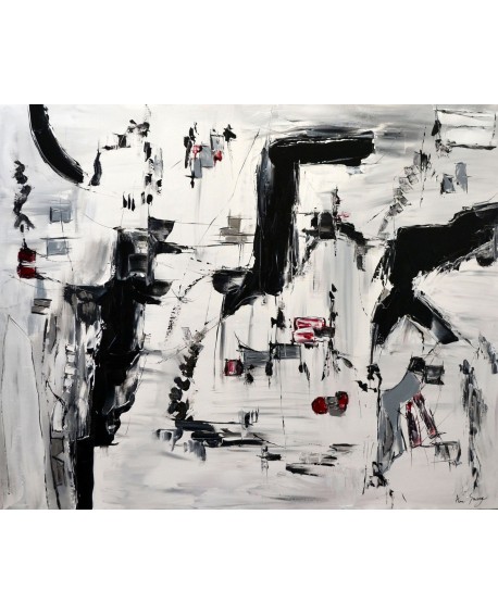 grand tableau abstrait noir et blanc