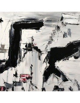 grand tableau abstrait noir et blanc