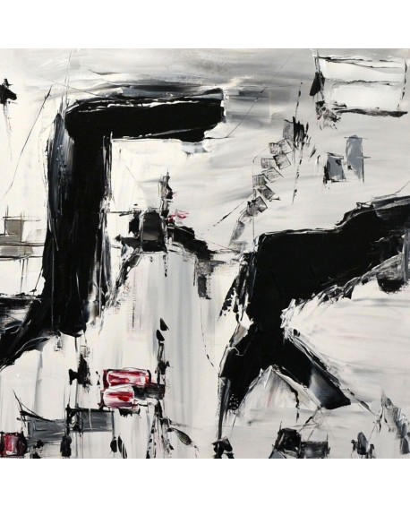 grand tableau abstrait noir et blanc