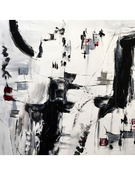 grand tableau abstrait noir et blanc