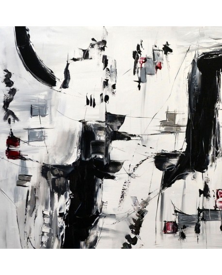 grand tableau abstrait noir et blanc