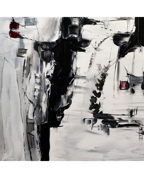 grand tableau abstrait noir et blanc
