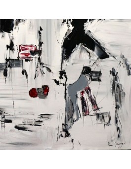 grand tableau abstrait noir et blanc