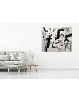 grand tableau abstrait noir et blanc