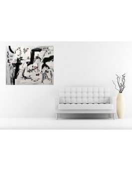 grand tableau abstrait noir et blanc