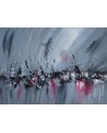 tableau abstrait gris noir blanc rouge