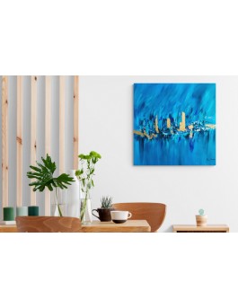 grand tableau bleu et or