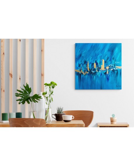 grand tableau bleu et or