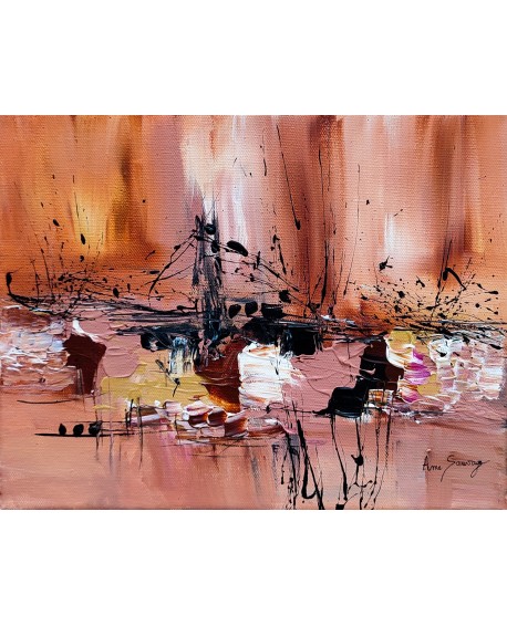 tableau abstrait marron