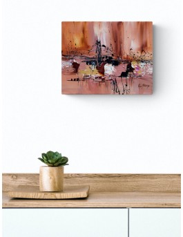 tableau abstrait marron moderne