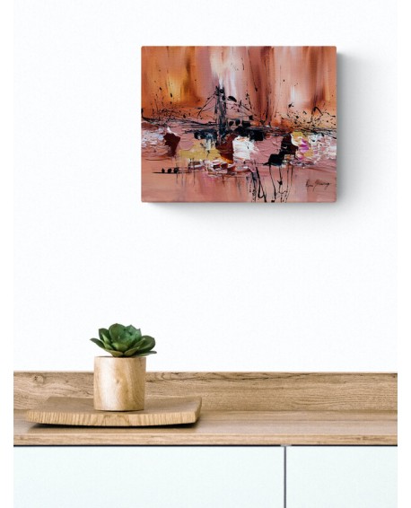 tableau abstrait marron moderne