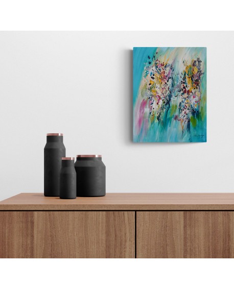 tableau abstrait multicolore vertical