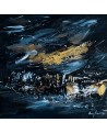 tableau abstrait noir blanc or