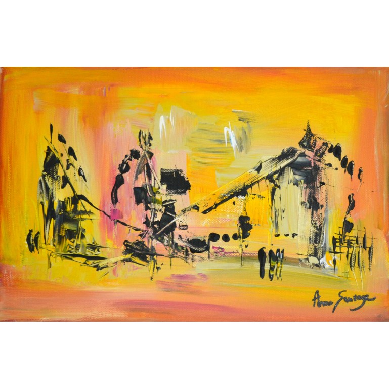 peinture abstraite jaune et noir
