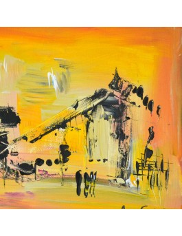 tableau abstrait jaune et noir