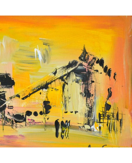 tableau abstrait jaune et noir