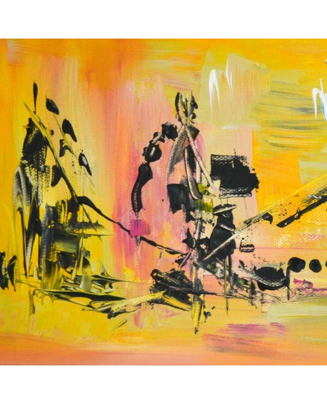 tableau abstrait jaune et noir