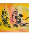 tableau abstrait jaune et noir