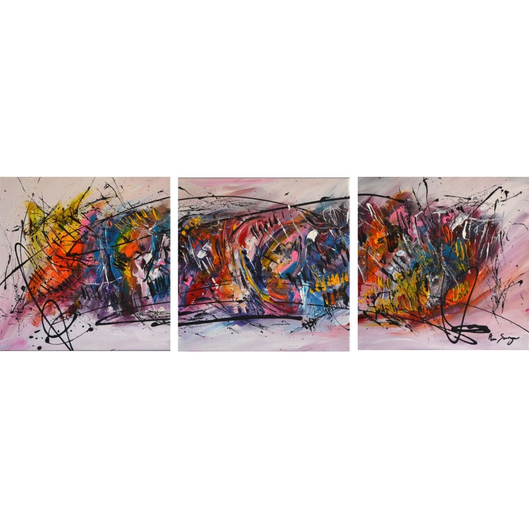 triptyque multicolore tableau en 3 parties