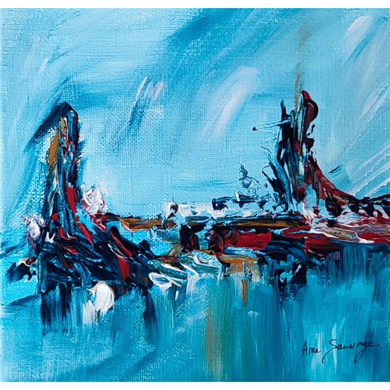 petit tableau abstrait bleu