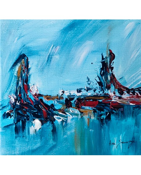 petit tableau abstrait bleu