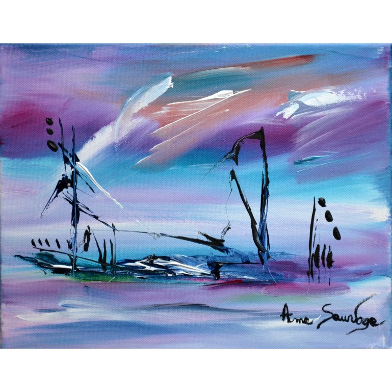 tableau abstrait violet