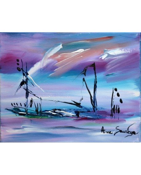 tableau abstrait violet