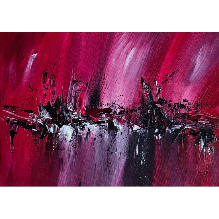 tableau abstrait rouge noir blanc