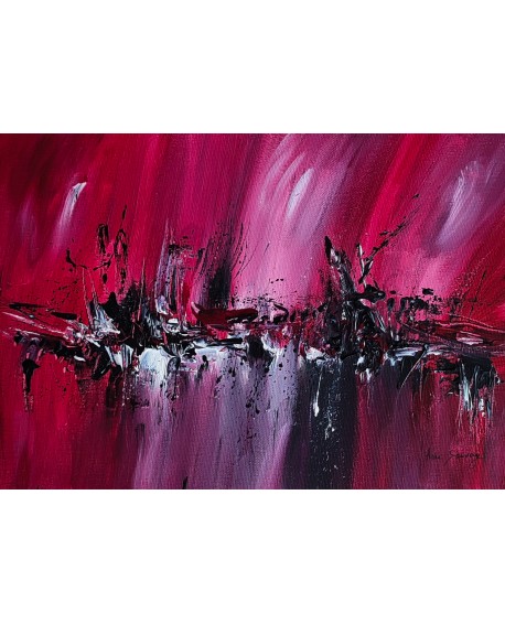 tableau abstrait rouge noir blanc