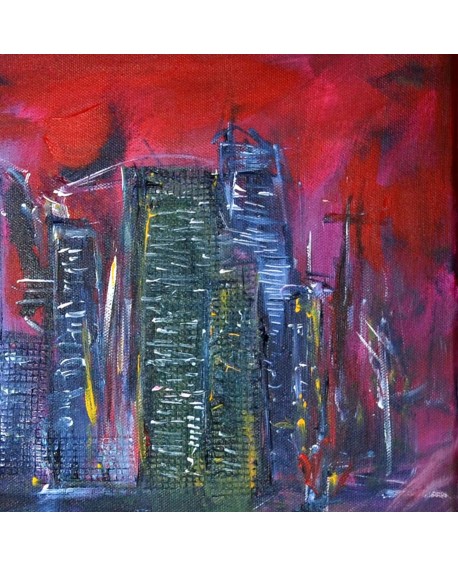 tableau abstrait de ville rouge
