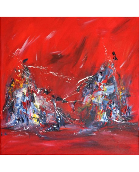 tableau abstrait moderne rouge