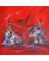 tableau abstrait moderne rouge