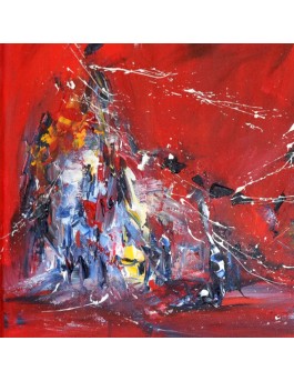 tableau abstrait moderne rouge