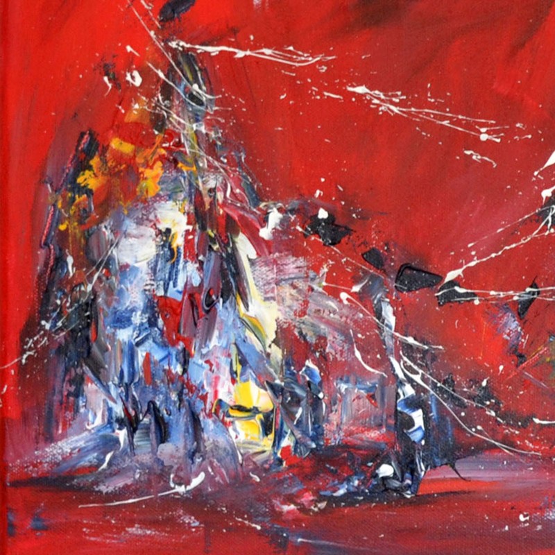 tableau rouge jaune bleu abstrait contemporain