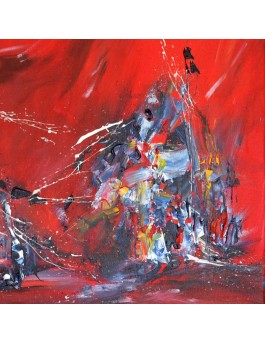 tableau abstrait moderne rouge