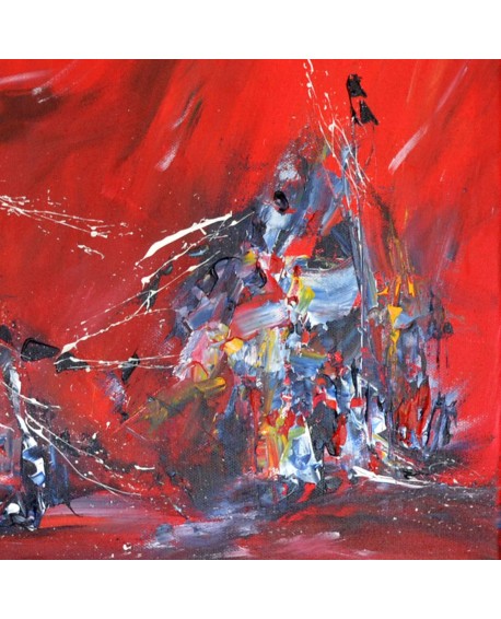 tableau abstrait moderne rouge