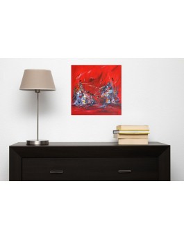 tableau abstrait moderne rouge