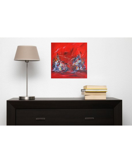 tableau abstrait moderne rouge