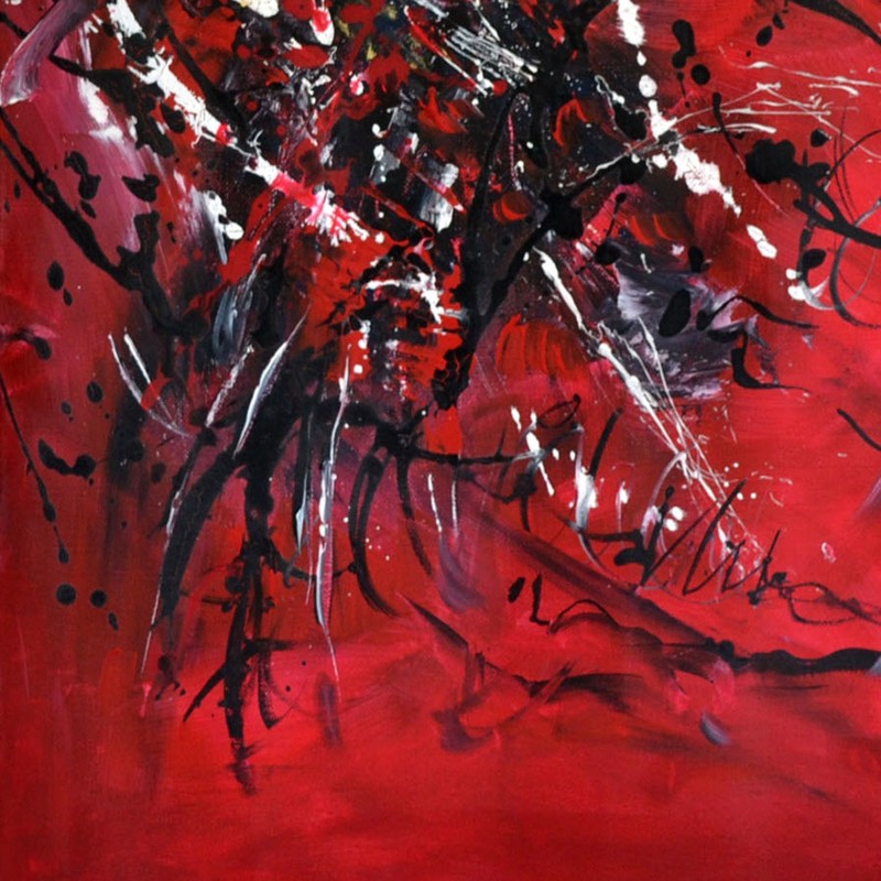 Peinture abstraite en rouge et noir de style moderne et peint à la main