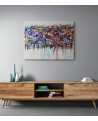 tableau abstrait grand format multicolore coloré