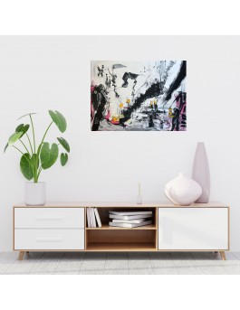 tableau contemporain gris noir blanc