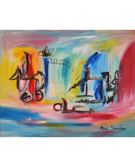 Tableau multicolore Le paradis des oiseaux