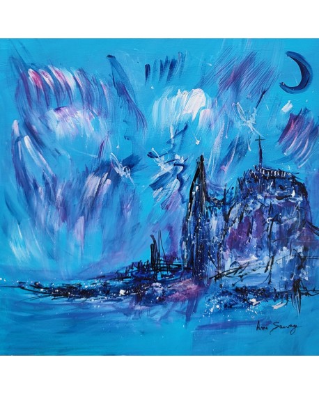 tableau abstrait bleu moderne