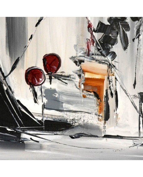 tableau moderne gris noir blanc rouge