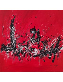 tableau abstrait rouge noir blanc