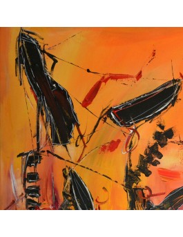 tableau abstrait jaune et rouge