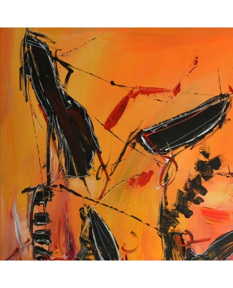 tableau abstrait jaune et rouge